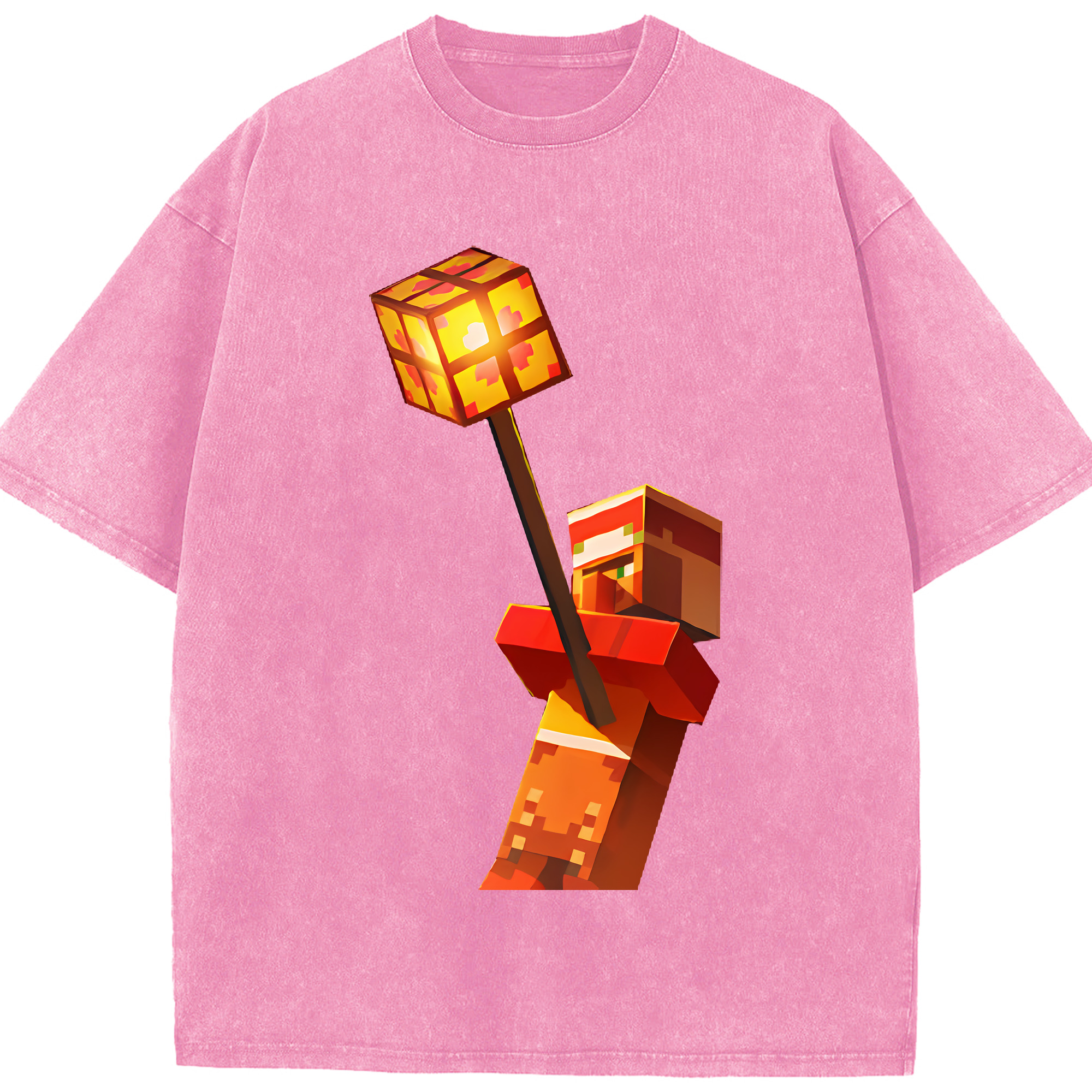 （画像用） マインクラフト ブロックの世界 Minecraft MC Block world 綿100% ヴィンテージ風 半袖Tシャツ（フロントプリント）